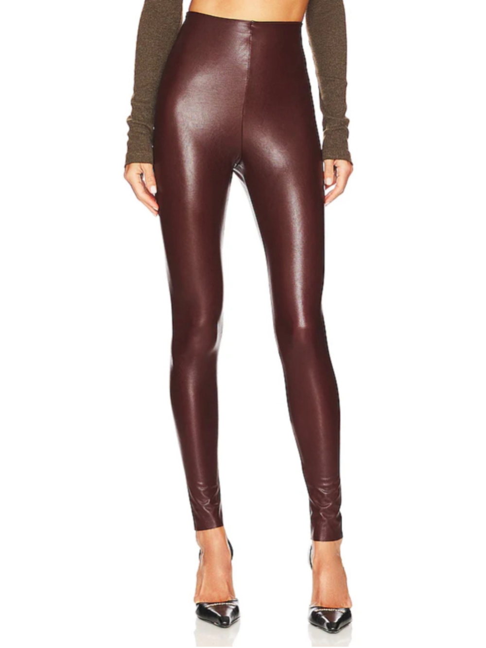 Commando Perfect Control Faux Leather Leggings Oxblood Burgundy Size XS NEW